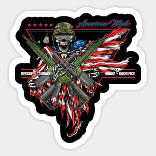 American Made Patriotic Skull Sticker